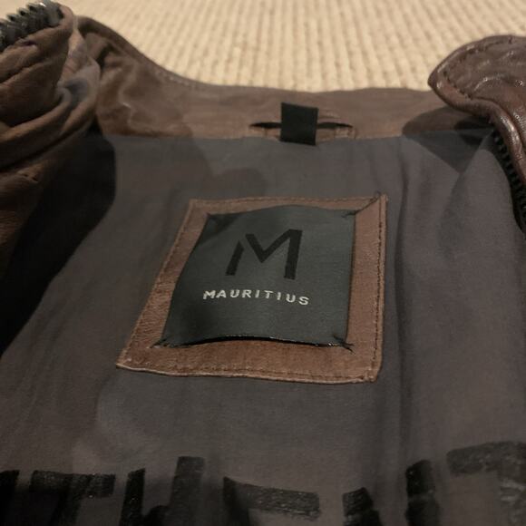 Mauritius Men’s XL Lamb Leather Jacket Cove RF Motorcycle Distressed Brown - Picture 2 of 14